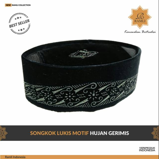 Kopyah Kopeah Kopiah Songkok Peci Hitam Motif Hujan Gerimis