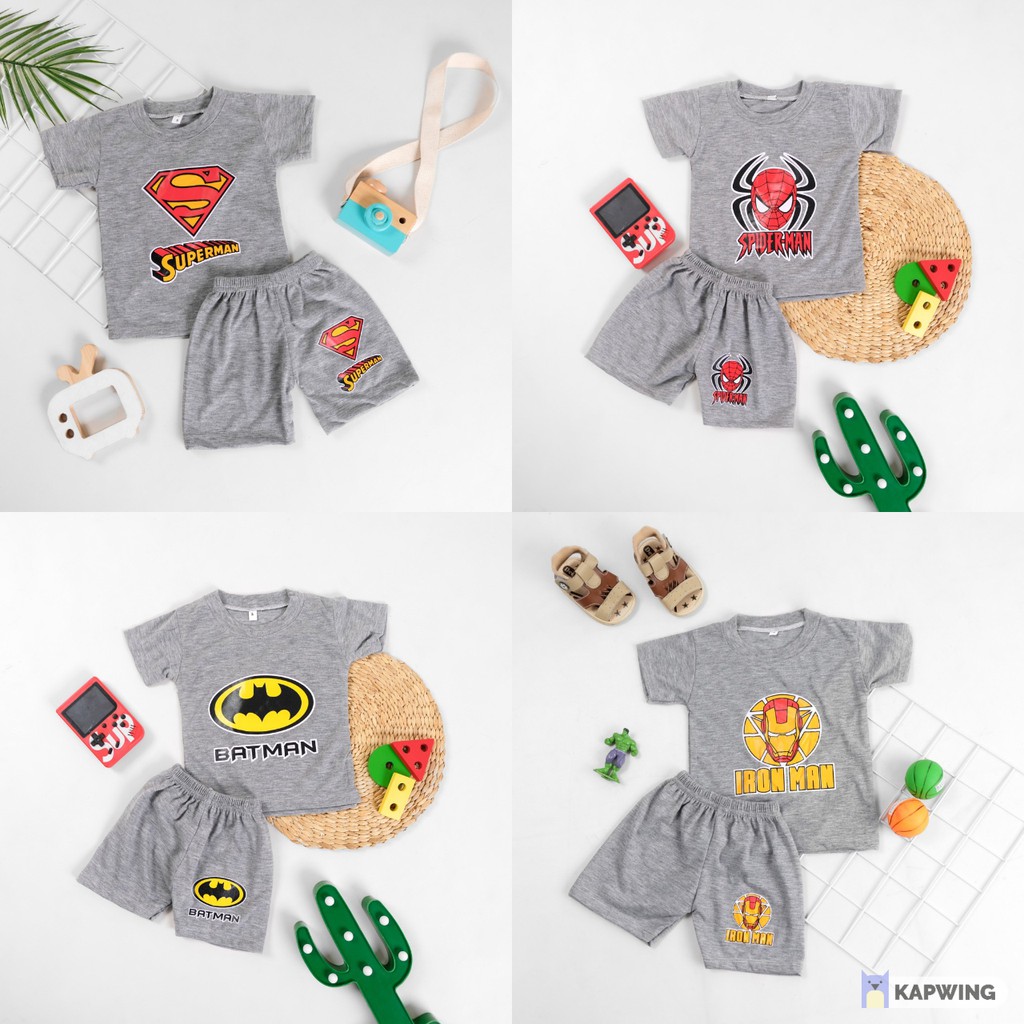 Baju Anak Laki Laki - Setelan Anak Cowok - Baju Katun Spiderman - Kaos Anak Cowok - Setelan Gambar Distro