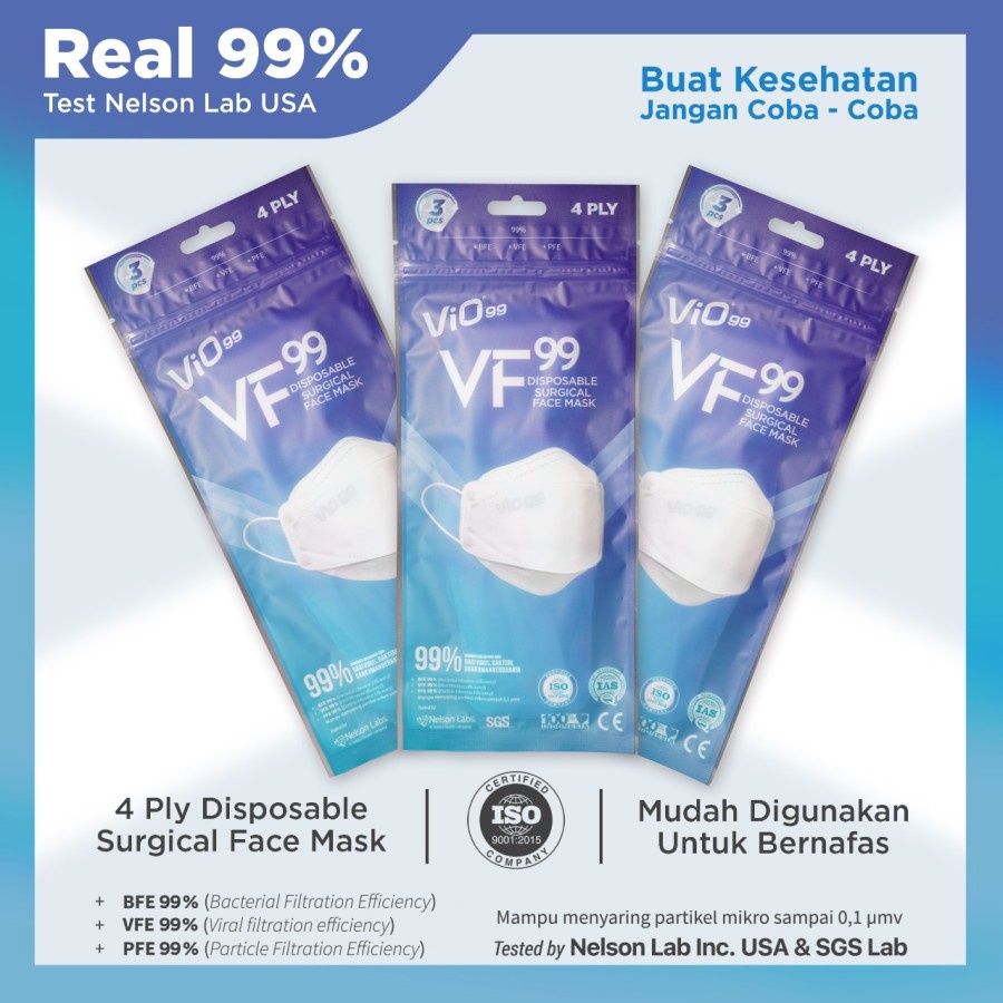 Vio VF Mask Vio99 Masker Medis Perpack Isi 3pcs