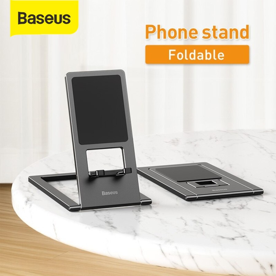 Baseus Original Foldable Metal Phone Holder Tablet Tab Ipad Lipat Dudukan Meja Desktop Aluminium Alloy Ori