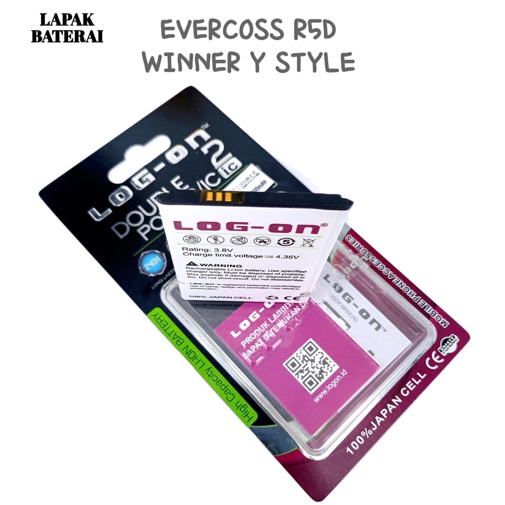 LOG - ON Evercoss R5D Winner Y style Baterai Double IC Protection Battery Batre