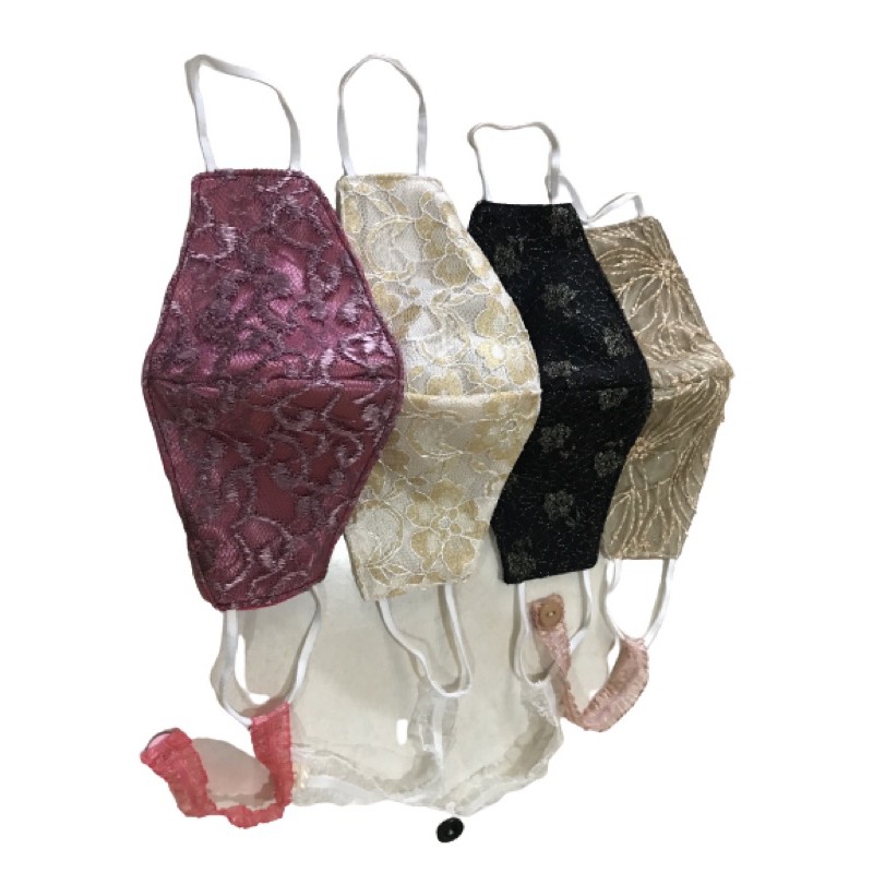 Masker Kain Brokat 3ply Hijab