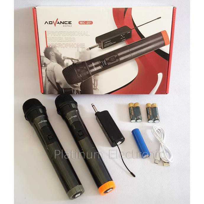 Microphone Advance wireless 201 Mic Karaoke Double Mikrofon Tanpa Kabel