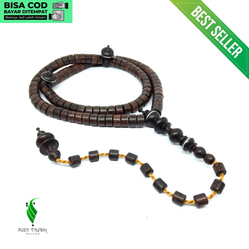 Tasbih Kayu Galih Asem Super Motif Pipih Tabung Size 5mm x 8mm ORIGUNAL. Tasbih Antik Muslim 99 Butir Super