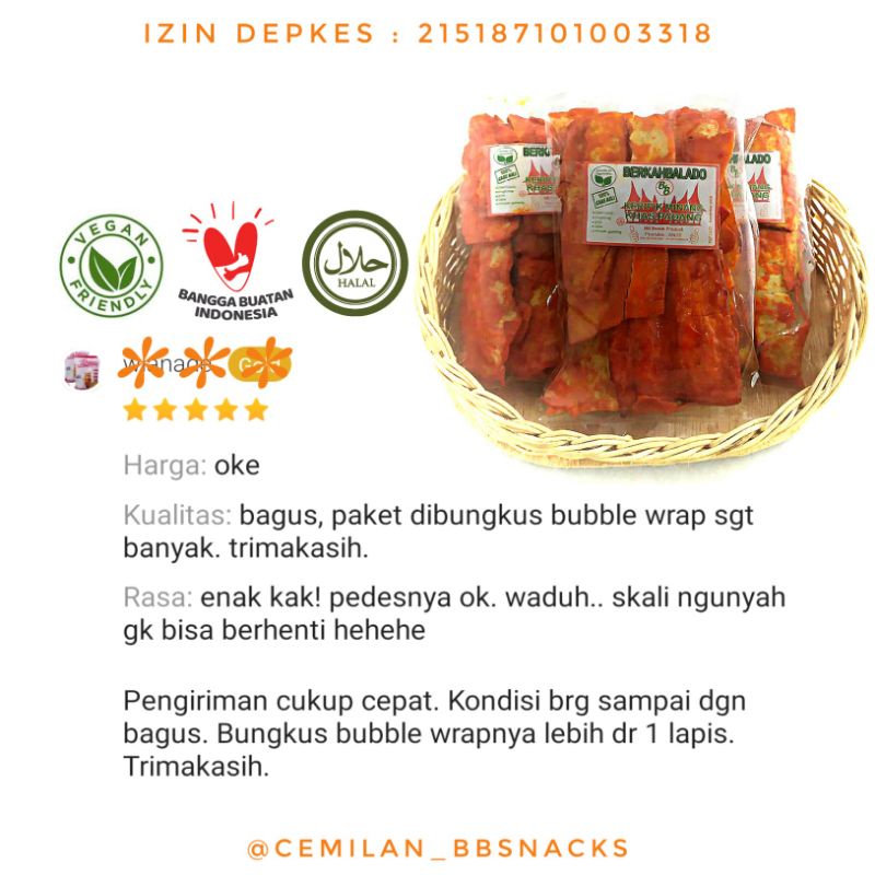 

Keripik Minang Asli BBsnack pedes manis gurih / Karupuak Sanjay Balado