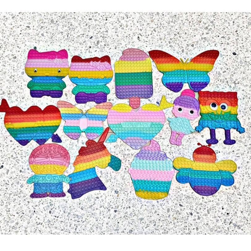 Terupdate Mainan Popit Anak Rainbow SUPER Jumbo Pop It Rainbow Kotak Dadu Love Popits Fidget Toys JU