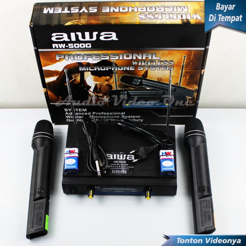 Mic wireless aiwa AW 500G / microphone aw-500g UHF mic vokal profesional