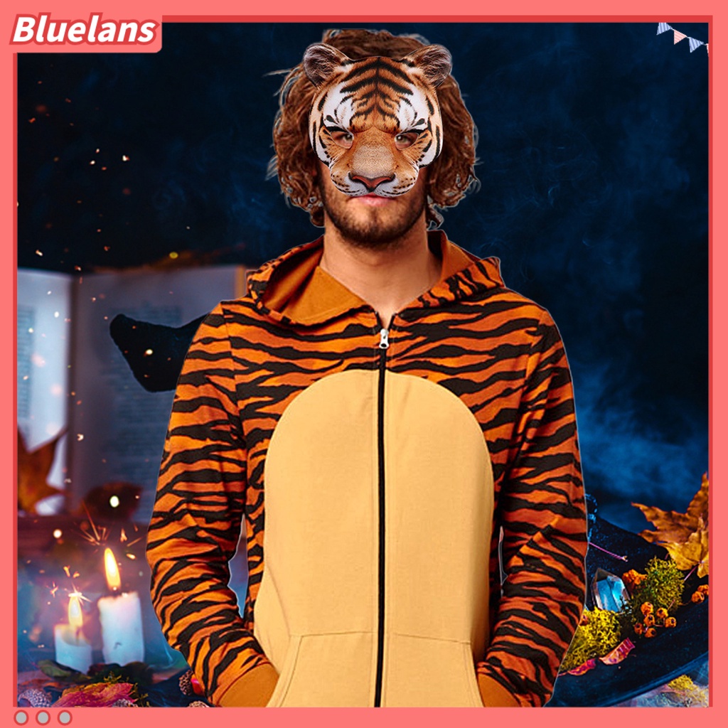 Penutup Wajah Bentuk Harimau Bahan EVA Untuk Dekorasi Pesta Halloween