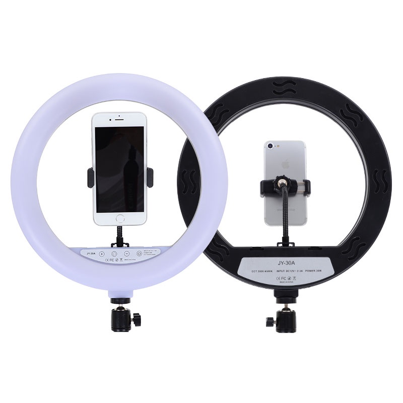 Lampu Halo Ring Light LED Kamera Wired 192 LED 30W 12 Inch with 1xSmartphone Holder + Remote + Tripod - JY-30A - White