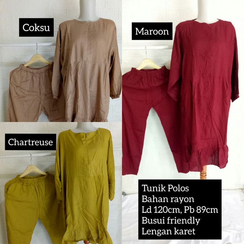 TUNIK POLOS/TUNIK RAYON/TUNIK BUSUI/SET TUNIK/TUNIK RUFFLE/ONE SET TUNIK/TUNIK BUSUI FRIENDLY/TUNIK 