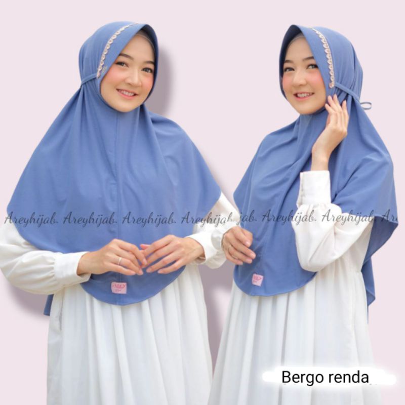 [CUCI GUDANG] AREY BERGO RENDA ••Hijab instan Jersey• Airis Super