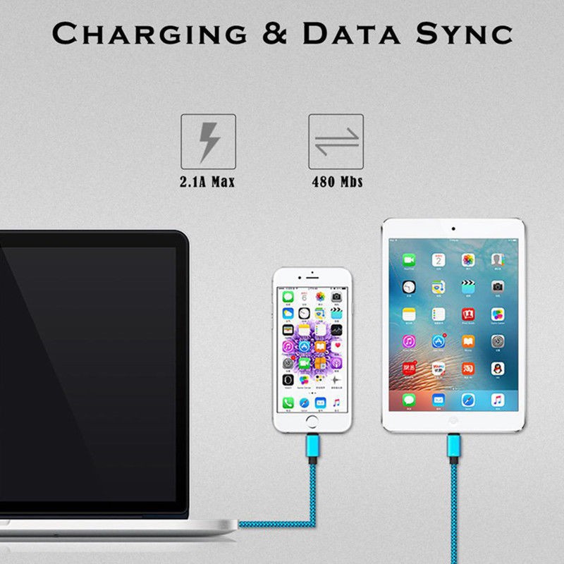 Kabel Data/Charger Mikro USB QC Bahan Nilon Kepang untuk Android