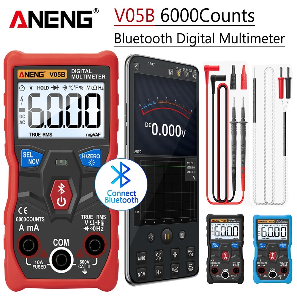 ANENG Digital Bluetooth Multimeter Voltage Tester - V05B - Black