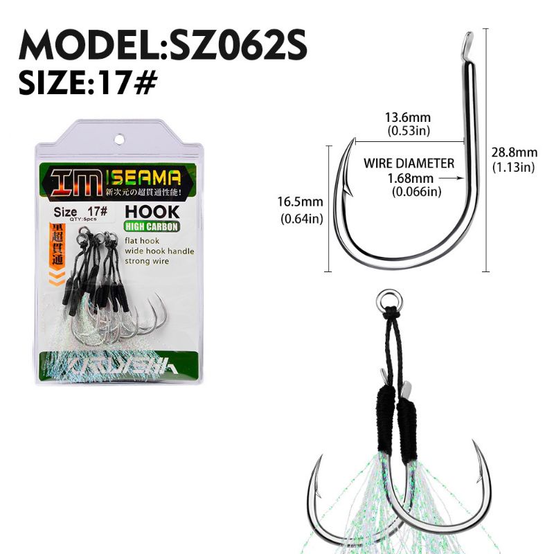 5 PASANG KAIL JIGGING DOUBLE KATYUSHA ISEMA HOOK