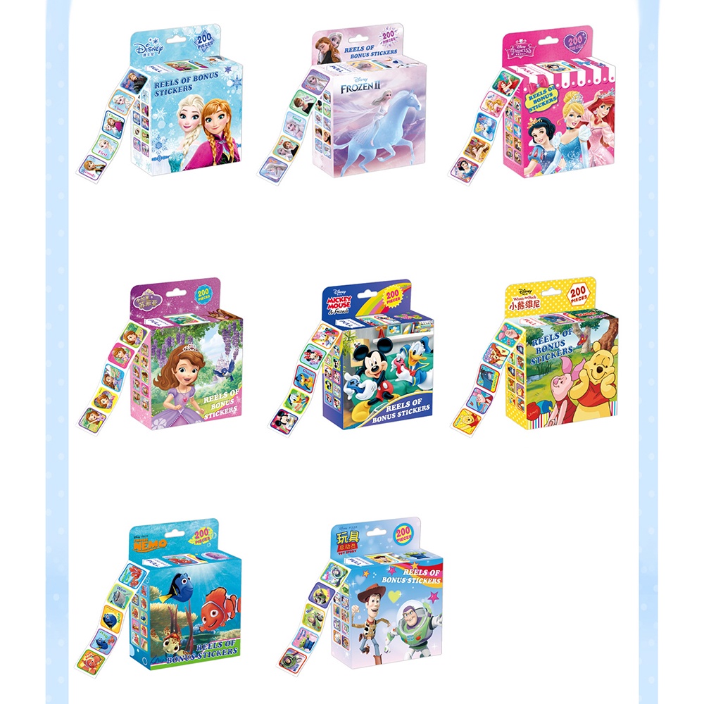 【COD Tangding】200pcs / roll Stiker Kartun Disney Frozen Princess My Little Pony Untuk Hadiah Anak Laki-Laki / Perempuan