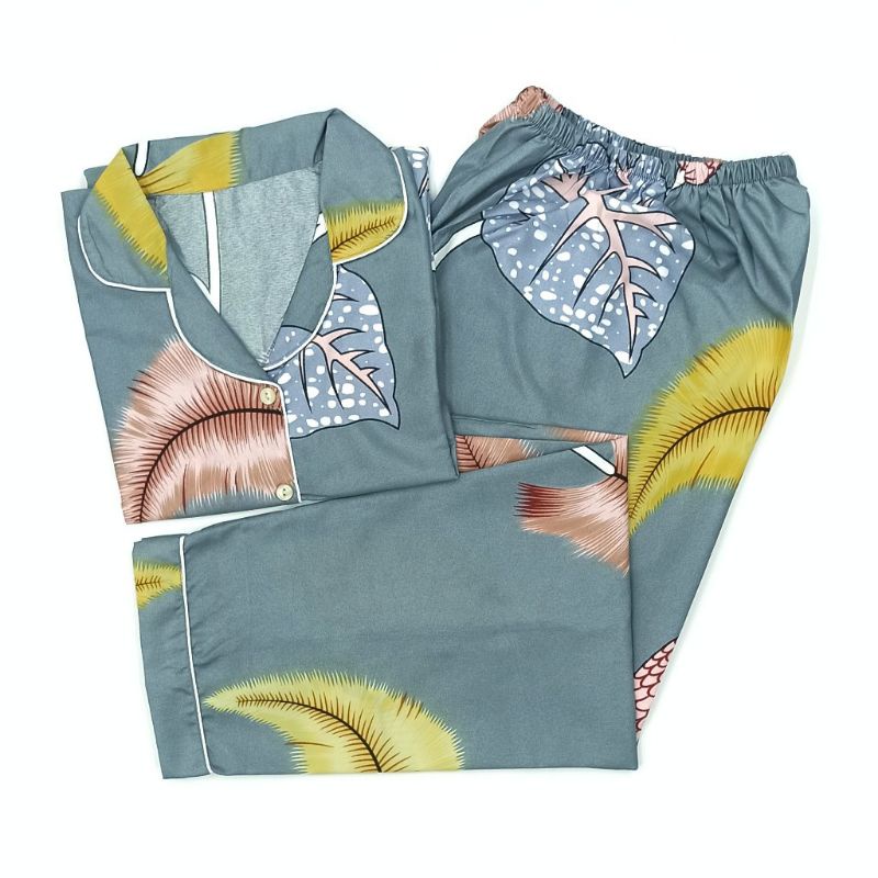 Baju Tidur Wanita / Piyama Wanita Tie Dye Set Motif Kekinian-Bunny Tails Grey
