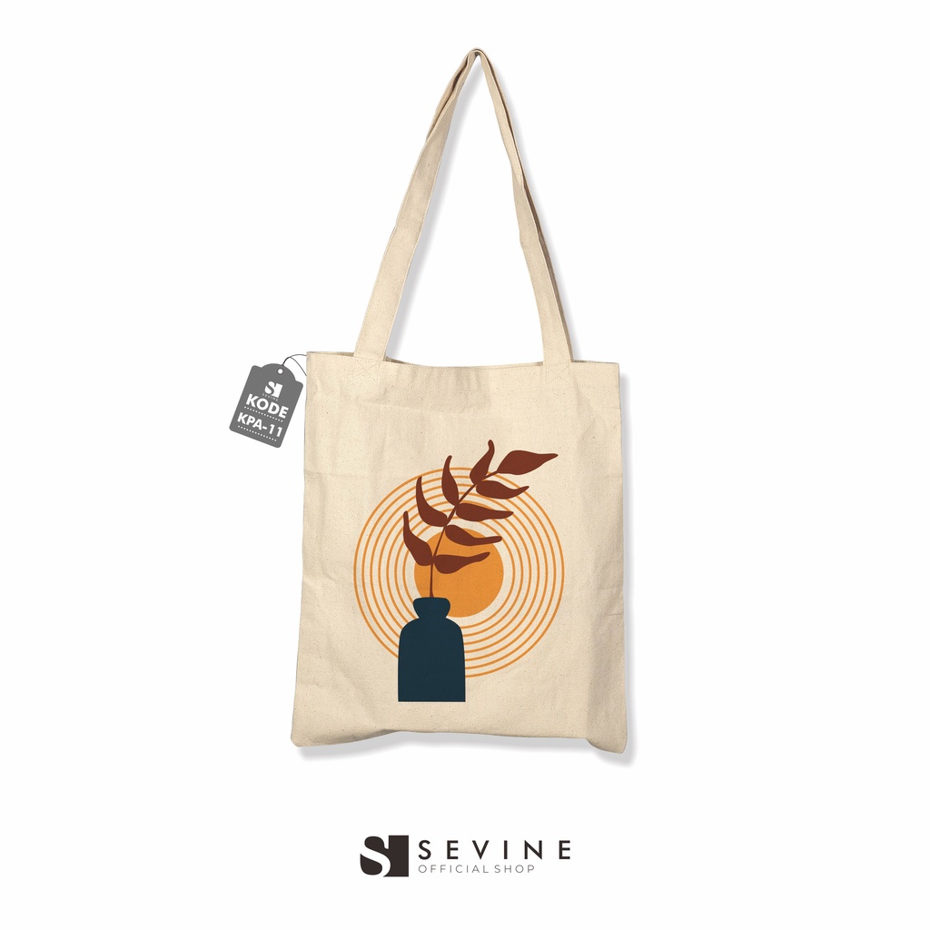 Sevine Tote Bag Kanvas Tas Fashion Totebag Wanita DTF Printing Nordic Aesthetic Series - KPA11