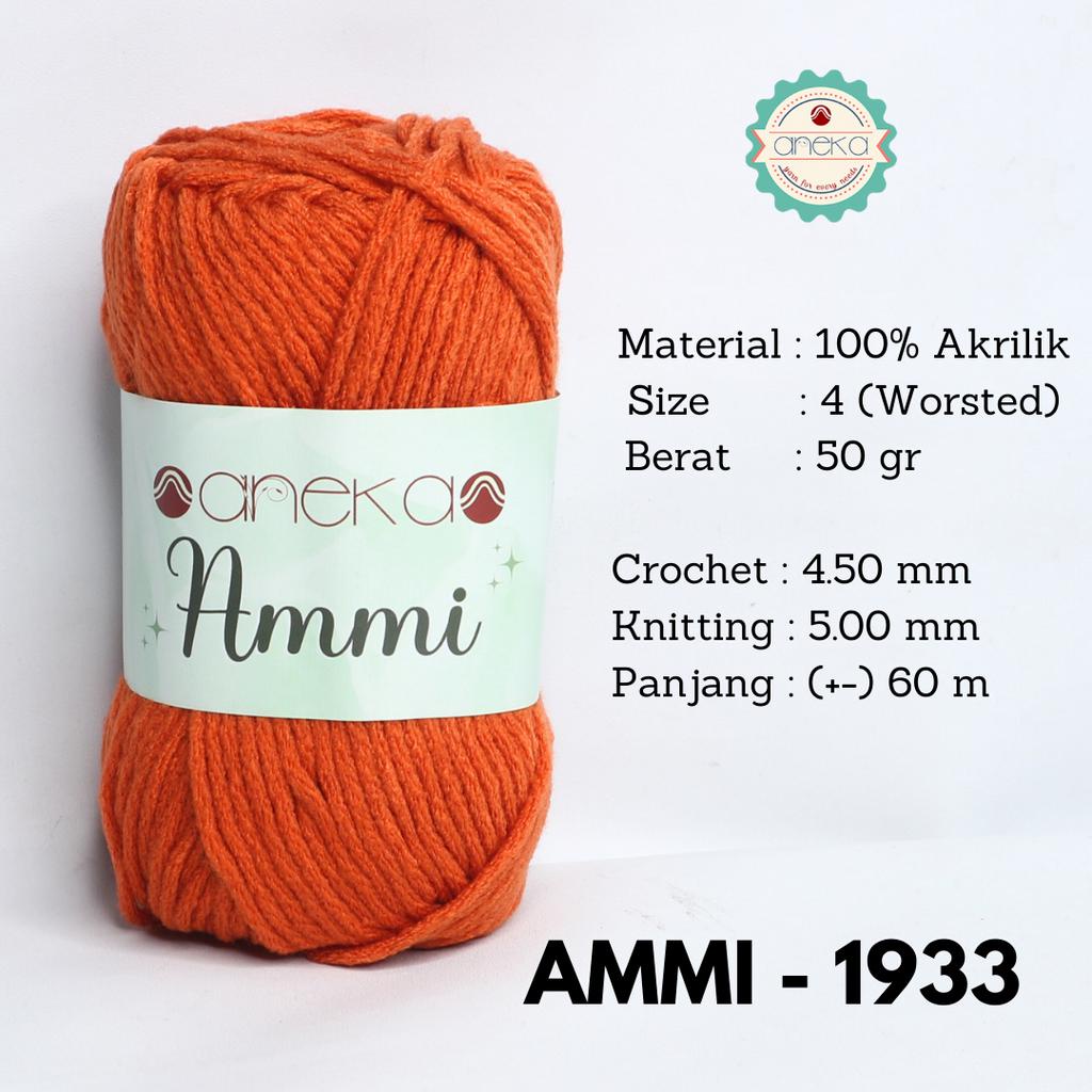 Benang Rajut Ammi / 100% Acrylic / 6 Ply Akrilik - 1933 (Orange Tua)