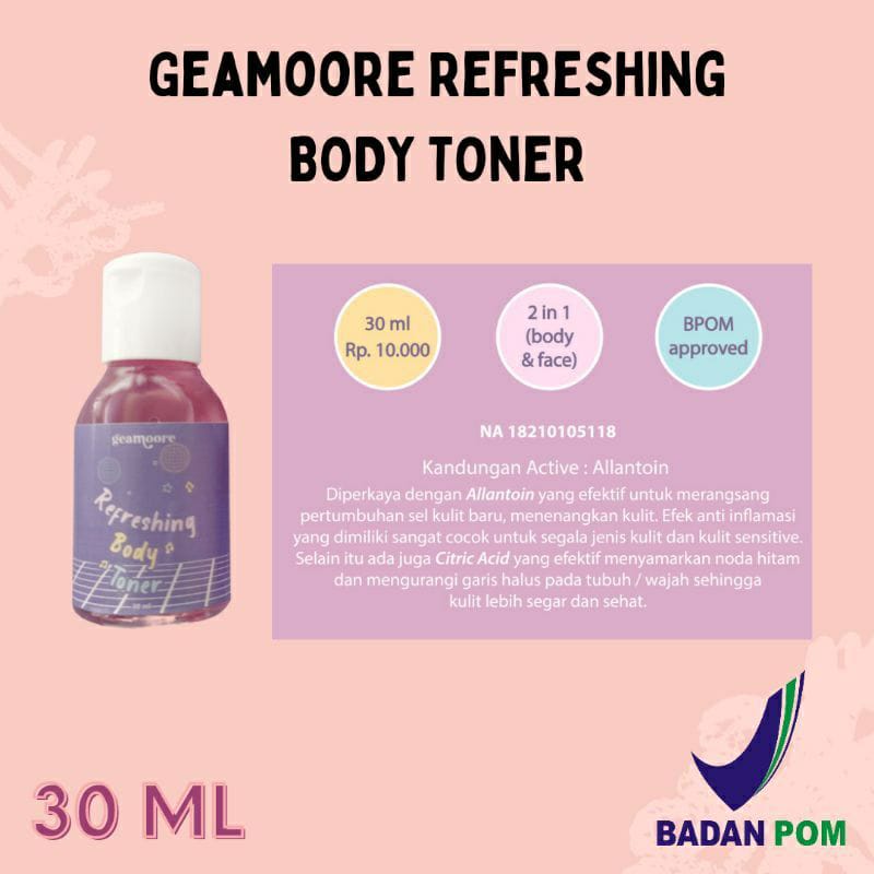 Refreshing Body Toner by Geamoore 30 ml / Toner badan geamoore / Body Toner Geamoore 30 ML