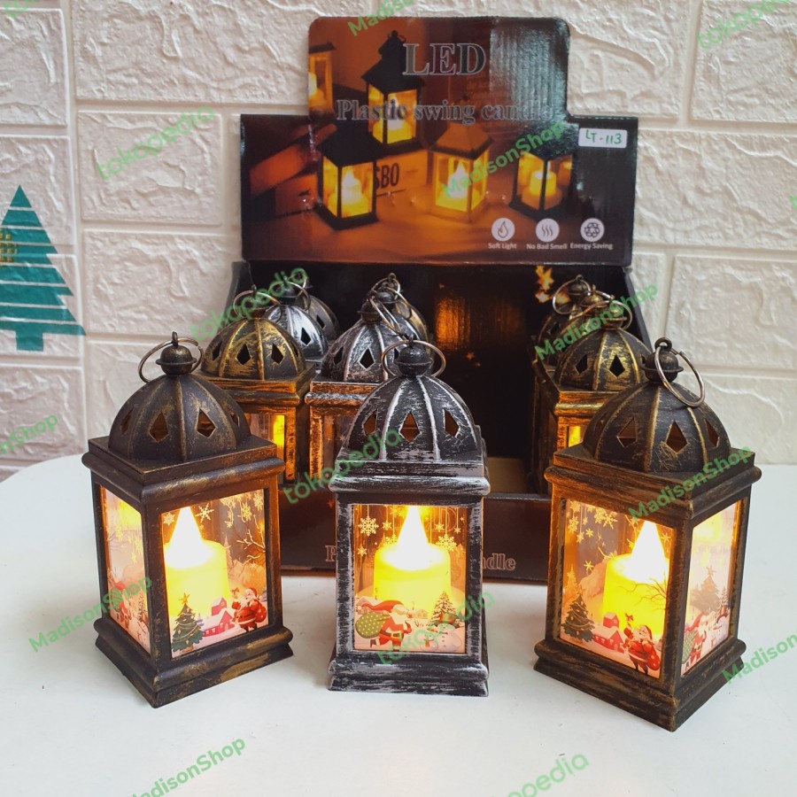 Lentera Natal Lilin LED Portable Dekorasi Kado Natal Murah Souvenir