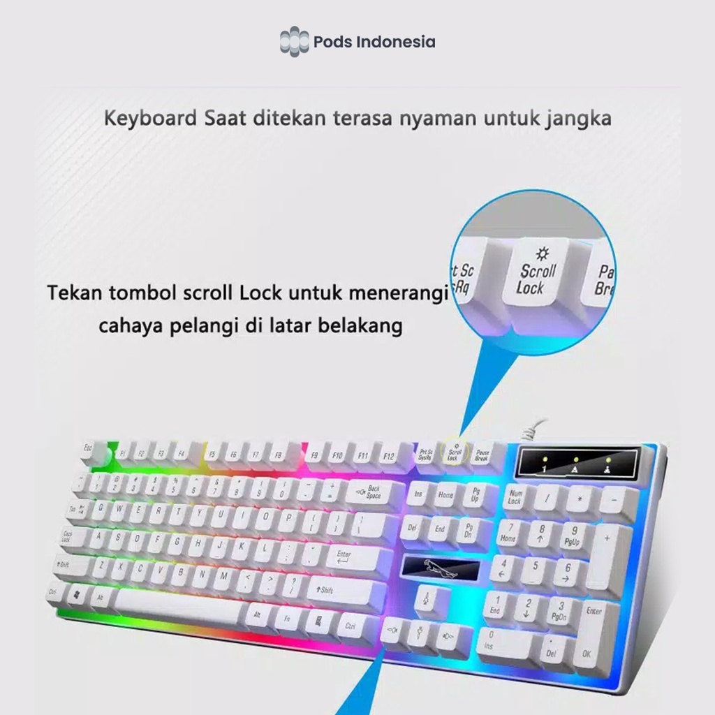 ✅Keyboard and Mouse G21B Gaming Set LED RGB Waterproof Acetech For Pc &amp; Laptop by Pods Indonesiaa