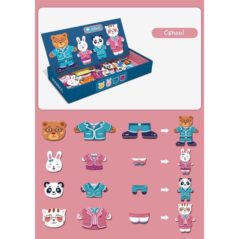 animal magnetic puzzle / mainan pasang baju / white board toys / mainan magnet