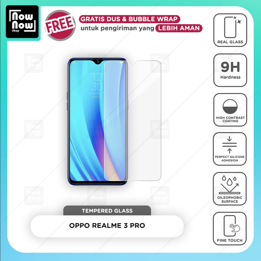 Tempered Glass Anti Gores Oppo Realme 3 Pro Screen Guard Protector 9H Kaca Temperglass