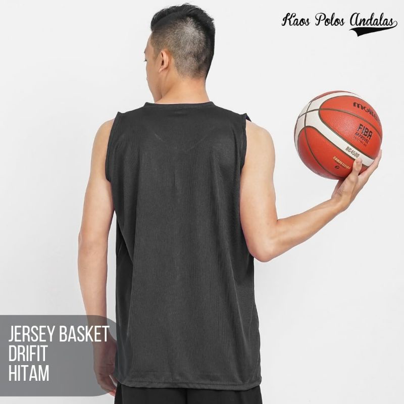 JERSEY BASKET DRIFIT POLOS HITAM