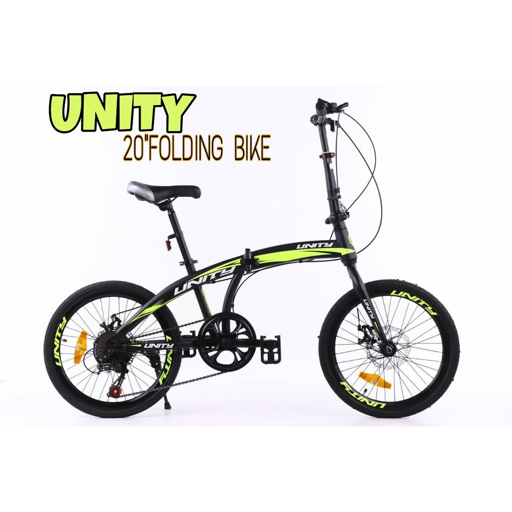 Sepeda Lipat 20 inch UNITY dengan operan 7 speed dan rem cakram