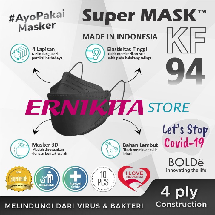 BOLDe Super Mask KF 94 4 ply izin Depkes - Korean Mask - Masker Medis 3D