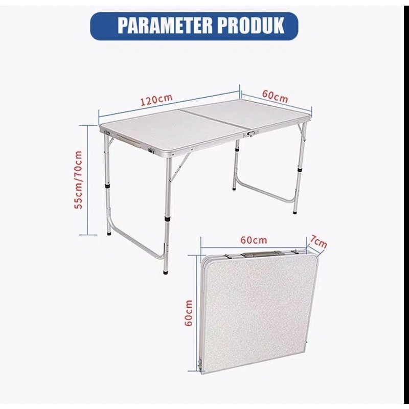 Meja Koper Lipat Portable Besi aluminium Tebal anti karat