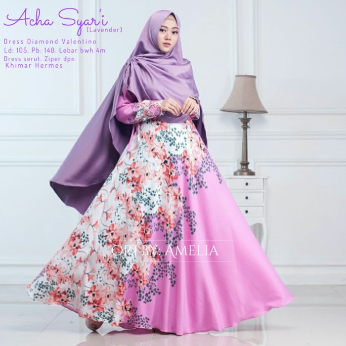 Original  Gamis Jumbo Acha Syari Original Amelia Set Khimar