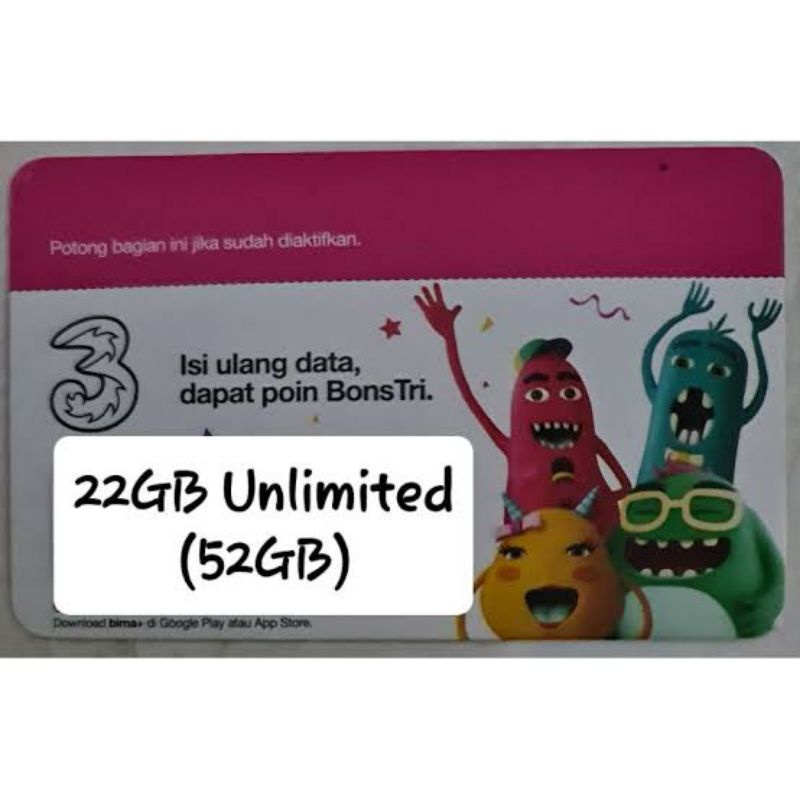VOUCHER TRI 22GB+UNLIMITED YOUTUBE MALANG,BATU,KAB MALANG