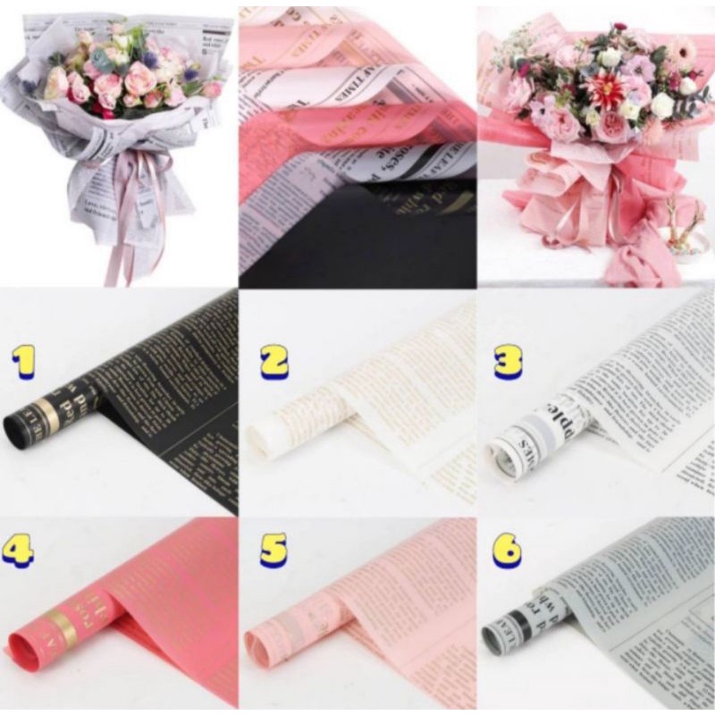 

Kertas Buket Bunga Cellophane Magazine Waterproof ECER FREE PACKING Flower Wrapping Kertas Buket Motif Koran