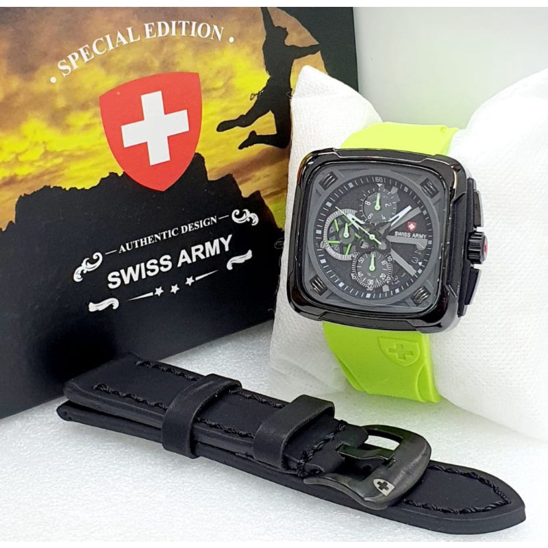 Jam Tangan Pria Swiss Crono Army Original Terbaru Anti Air Bahan Rubber / Jam Tangan Cowok Swiss Pak