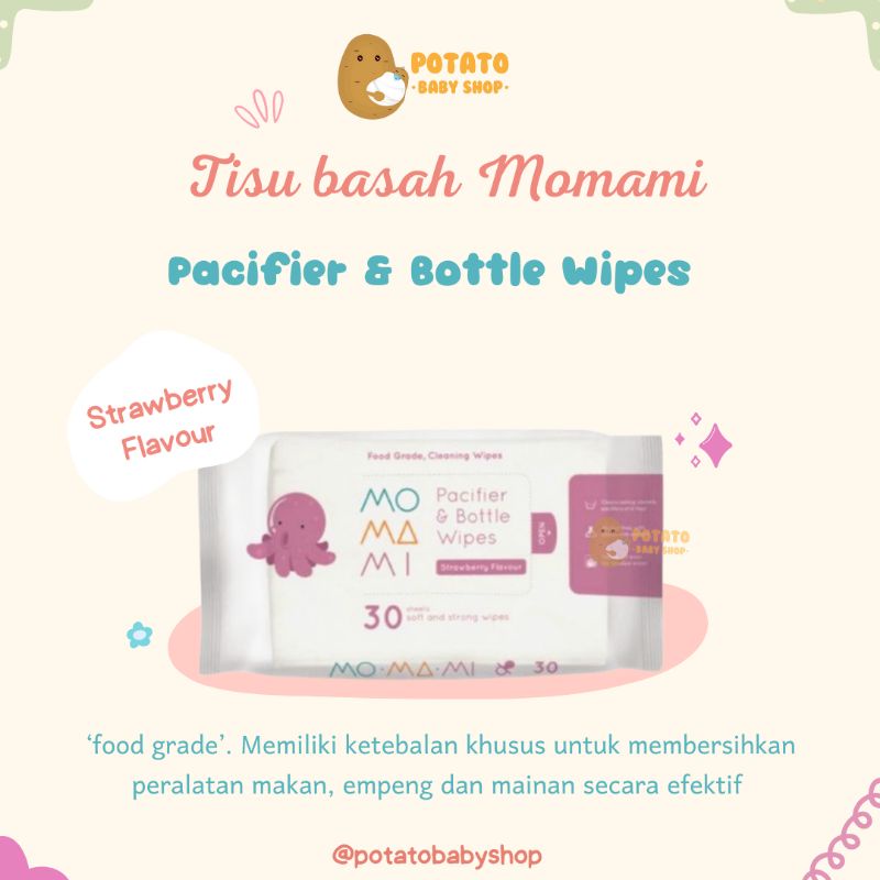 Momami Pacifier &amp; Bottle Wipes / Tisu basah Pembersih dot dan botol