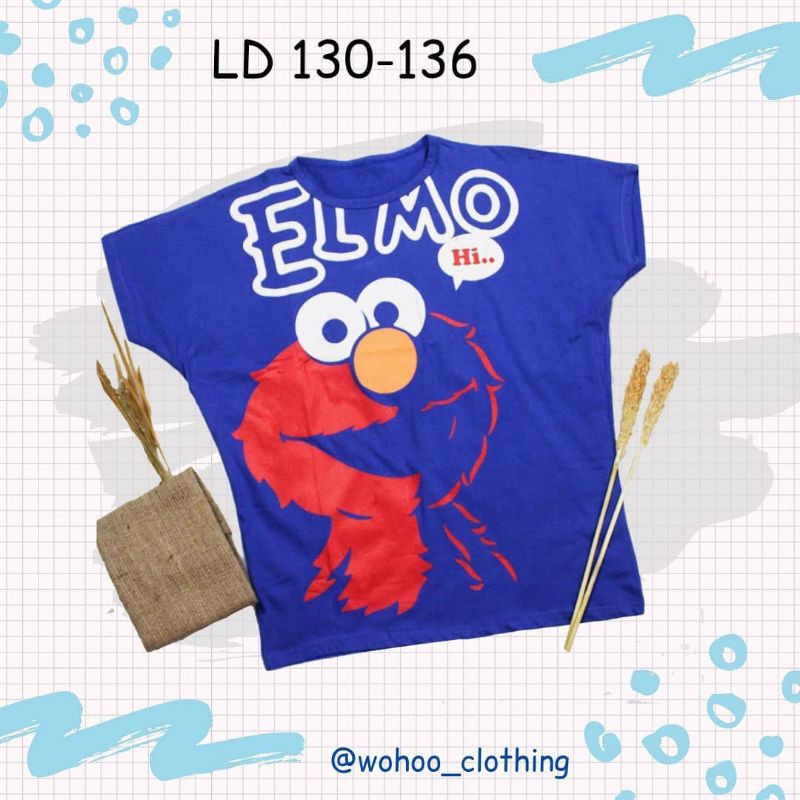 LD 130-136 KAOS JUMBO ATASAN BIGSIZE WANITA MOTIF ELMO-WOHOO