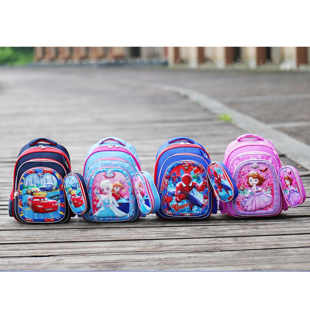 Tas Ransel Sekolah Anak Laki Laki Perempuan Backpack Punggung Motif Kartun SD TK Free Kotak Pensil Azgalery T266