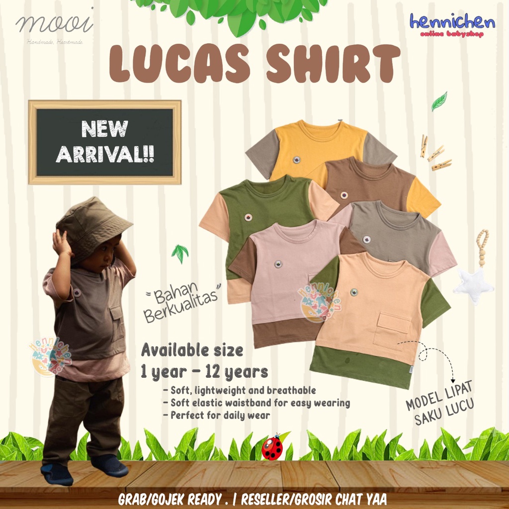 PROMO 7.7 PROMO BAJU LEBARAN MURAH MOOI LUCAS SHIRT ATASAN BAJU MOOI ANAK PAKAIAN BAJU ANAK PENDEK UNISEX 1 - 12 TAHUN