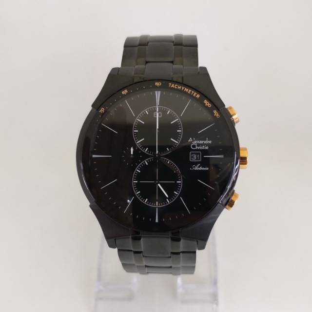 Jam Tangan Alexandre Christie AC 6467 MC full black rosegold