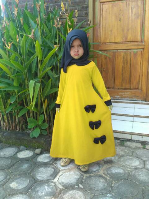 Gamis anak pita lucu/ baju Muslim