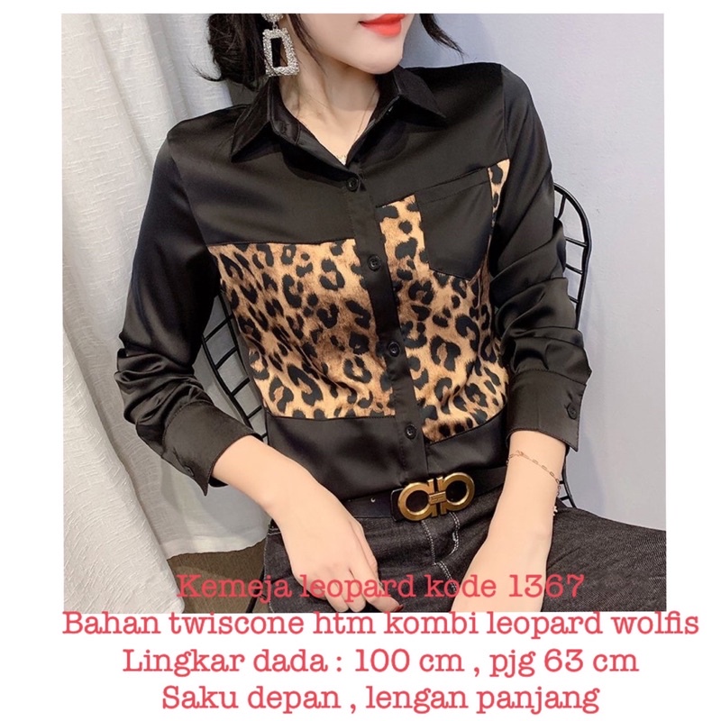 atasan kemeja leopard / kemeja leopard twotone