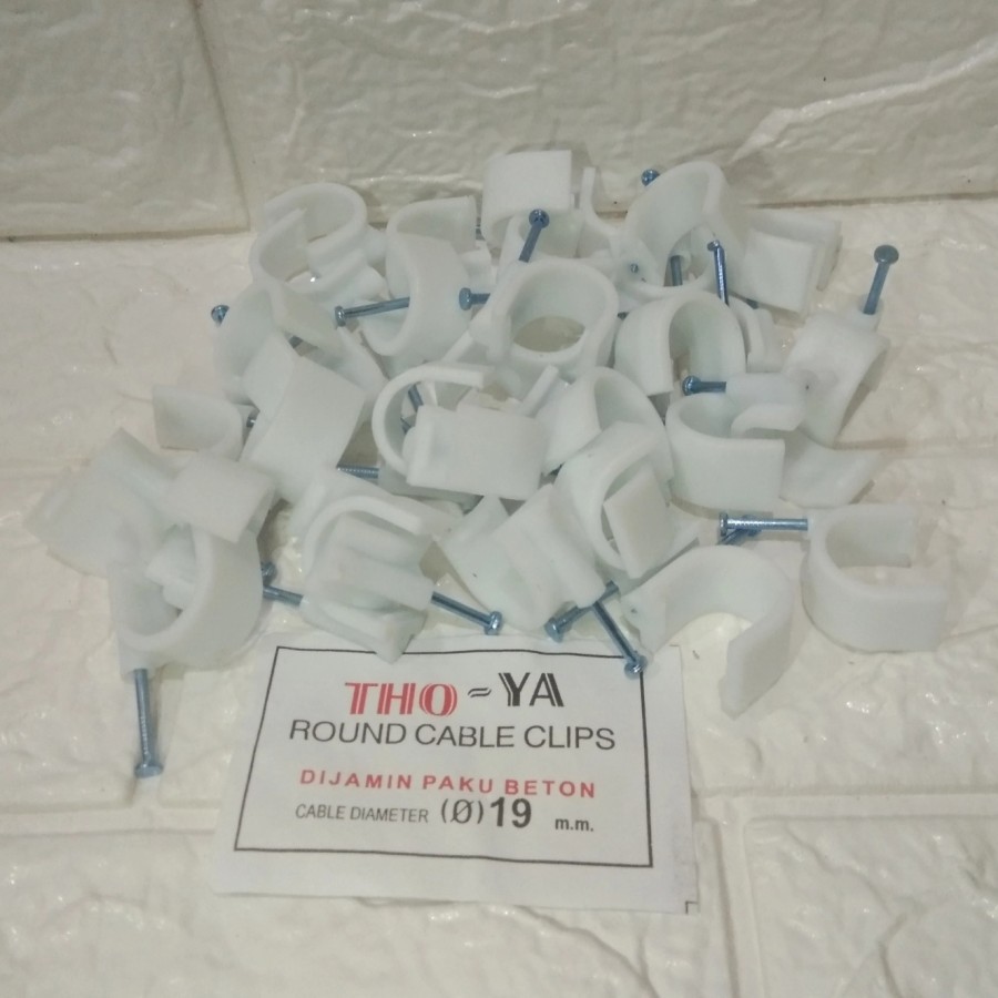 Klem Kabel 19 mm Plus Paku Beton Cable Clips 19 mm 1 Pack Klem Pipa