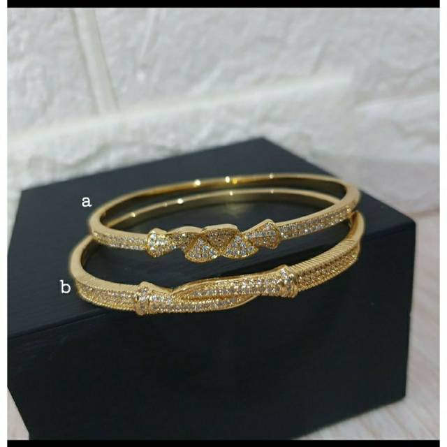 Gelang Premium lapis emas anti karat anti alergi Bracelet Zircon Premium Quality 097