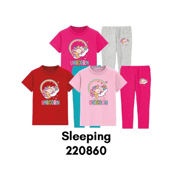 Baju Tidur Piyama Anak Unicorn Sleeping Series Usia 2-8 Tahun Bahan Katun Premium