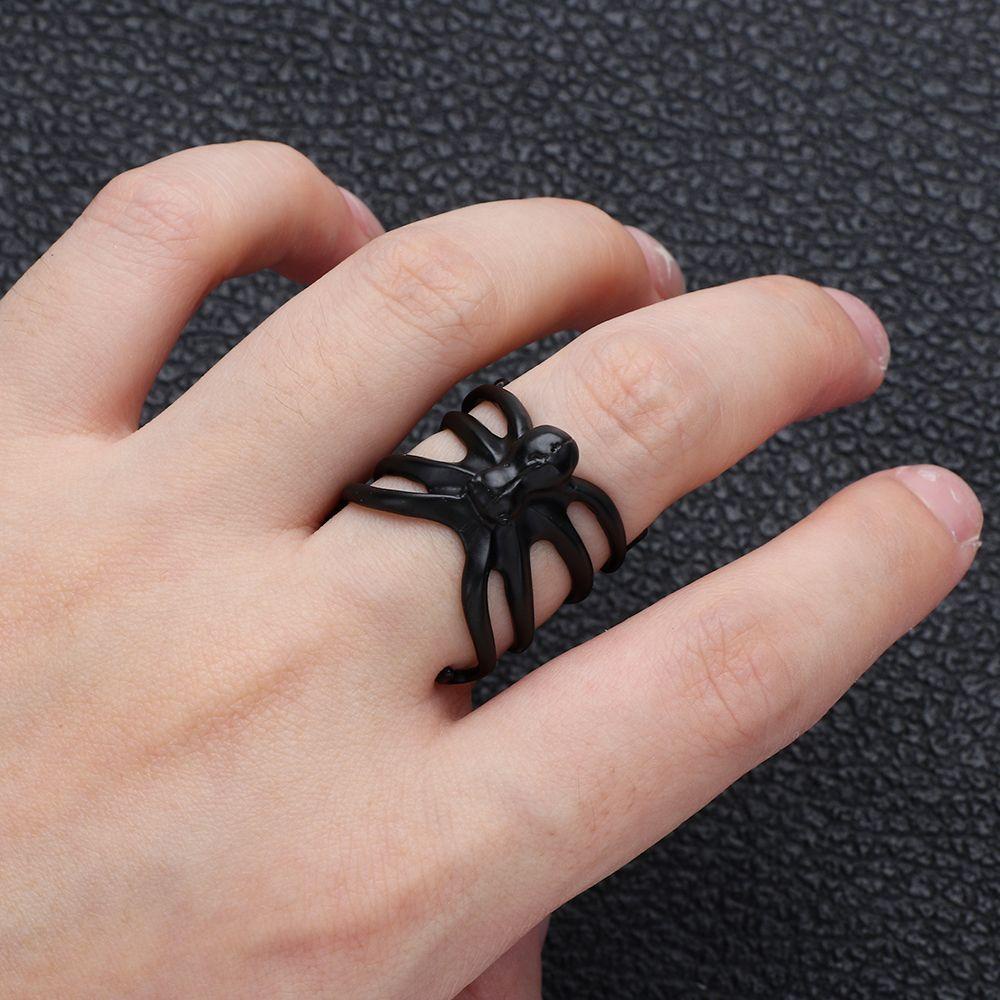 Lily Spider Cincin Perhiasan Pernikahan Janji Biker Rock Adjustable Hip Hop Halloween