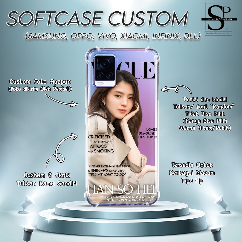 Softcase Oppo Xiaomi Vivo infinix Custom Background Transparan Custom Tulisan