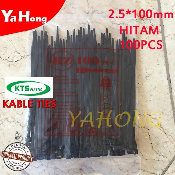 Nylon Cable Tie Kabel Tis Nilon Kabel Ties Pengikat 2.5x100mm 10cm HITAM