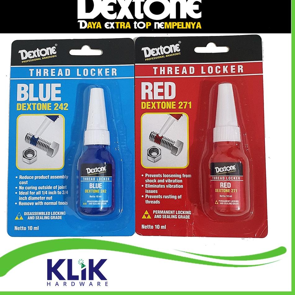 

5.5 sale Dextone Thread Locker 10 ml 242 Biru - 271 Merah Lem Baud Baut Mur Trimpot Model Loctite