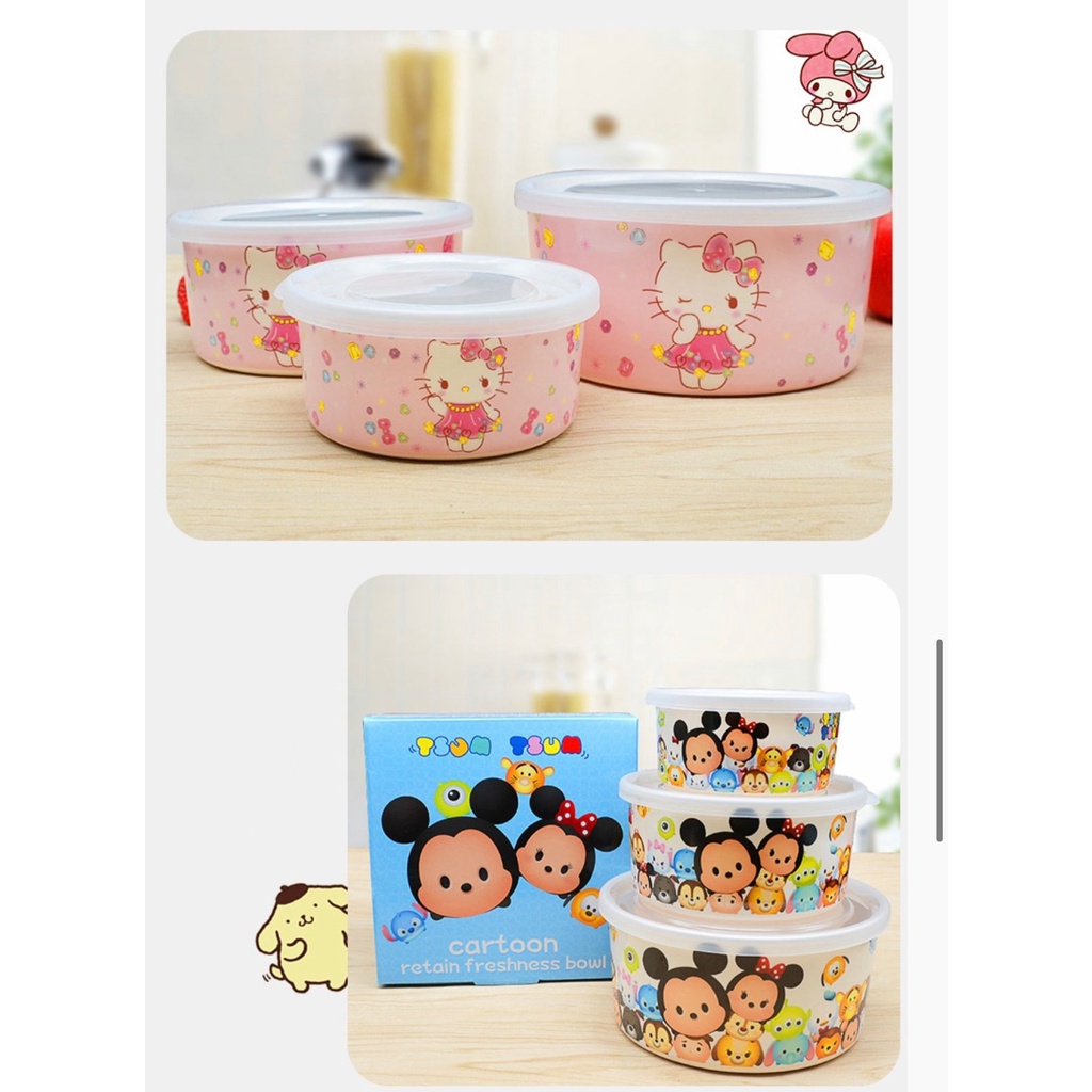 Mangkuk melamin bulat Set PM018 kitty melody doraemon peralatan makan anak karakter